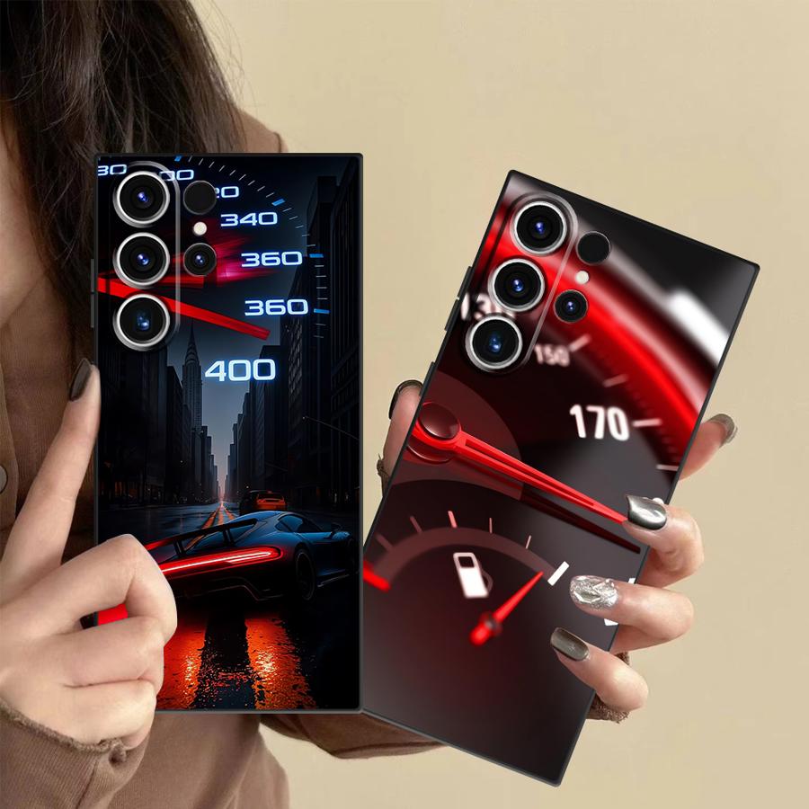 Samsung Galaxy S25 - Красный чехол-накладка с дизайном автомобильного приборного