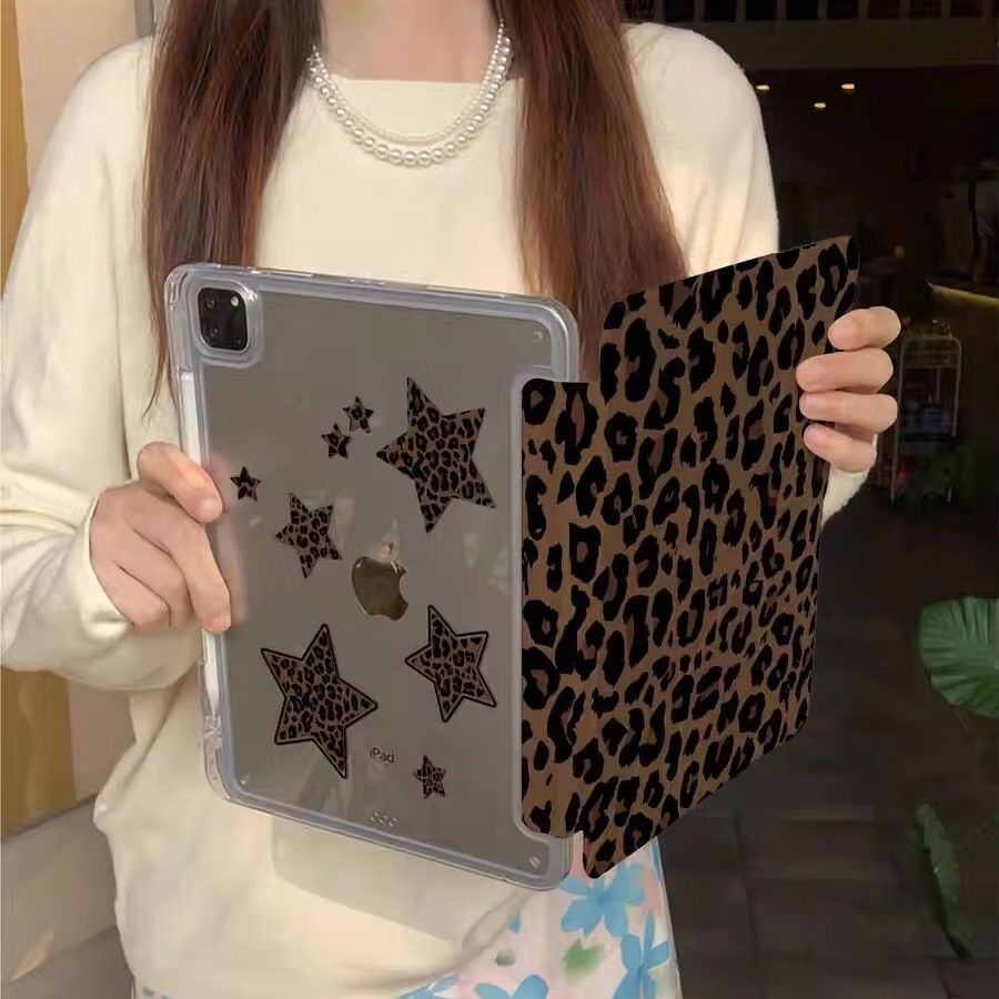 Cool Tablet Accessories - Корейский стильный чехол-книжка Y2K с леопардовым
