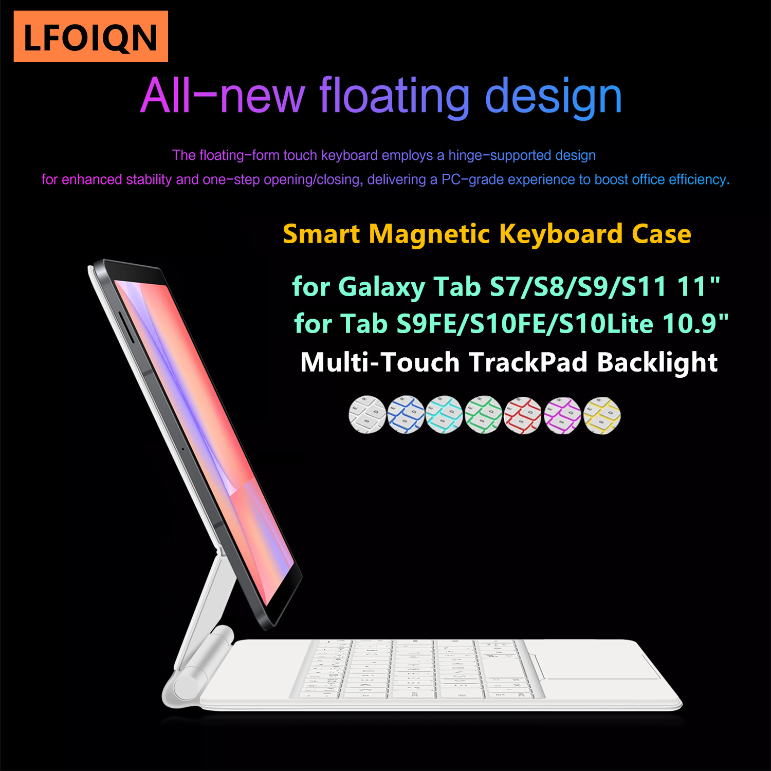 Tablet S9 Fe Accessories - Чехол-клавиатура LFOIQN Magic Keyboard для Samsung