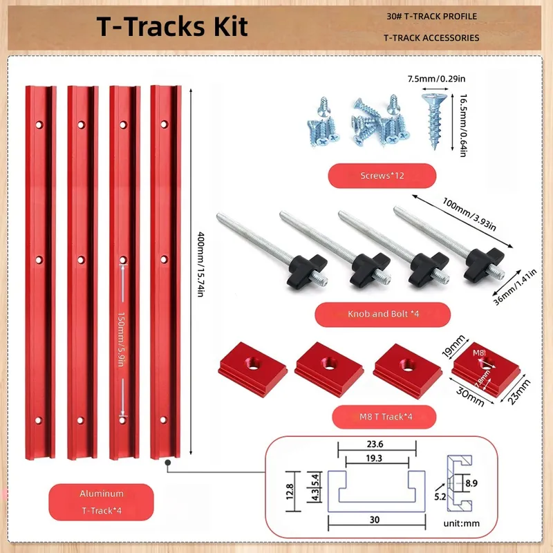 Tablet Accessories Set - Набор направляющих T30 T-Slot (красный, синий,